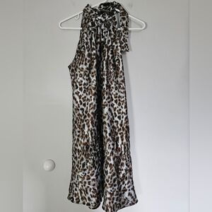 Veronica M Cheetah Print Halter Dress Side Tie Neck Women's Sz M